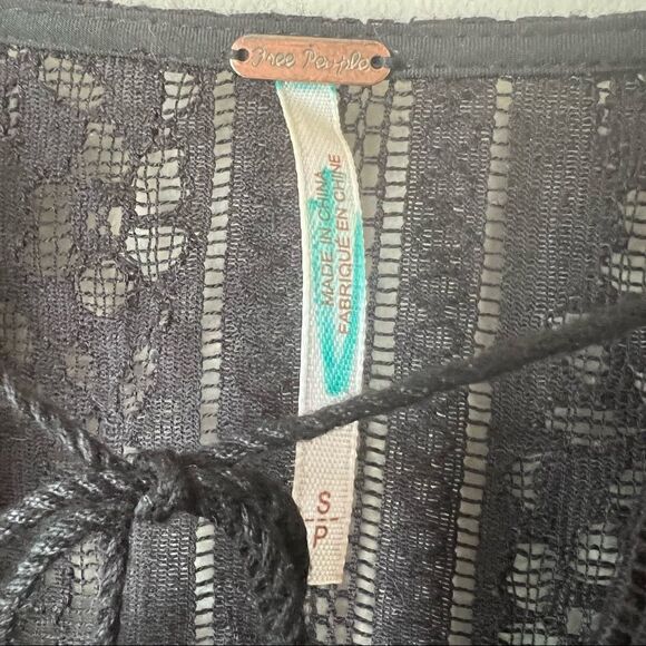 Free People Black Tie Neck Dress Size Small - Picture 4 of 5